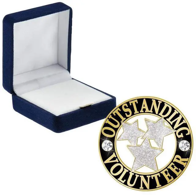 Main image of Outstanding Volunteer Pins, Outstanding Volunteer Pin with Blue Velvet Presentation Case, Prime