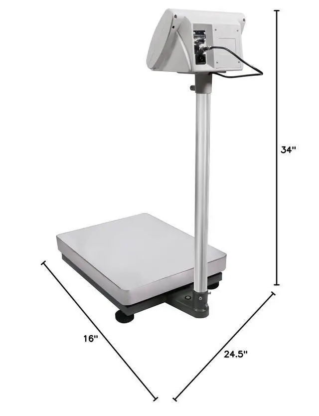 Alt view image 6 of 6 - 240 lb x 0.02 lb Digital Bench Scale, 304 Stainless Steel Postal Package Shipping Scale, 110 kg Capacity, 10 g Accuracy, 16 x 20 in Platform, Lb/Kg Conversion Supported