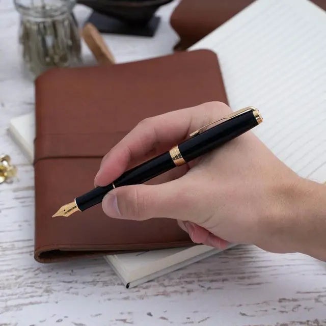 Alt view image 2 of 7 - Parker Sonnet Fountain Pen, Black Lacquer with 23K Gold Trim, Custom Engraved Retirement, Board Recognition, Judicial Appointment, or Executive Gift