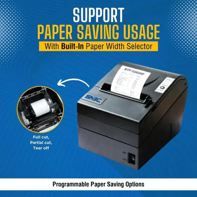Alt view image 3 of 6 - 132041-NPV Model BTP-R880NPV Thermal Receipt Printer; Blazing Fast 310mm/Second Print Speed; Adjustable Paper Near-End Sensor; Includes Standard USB, Serial and Ethernet Interfaces
