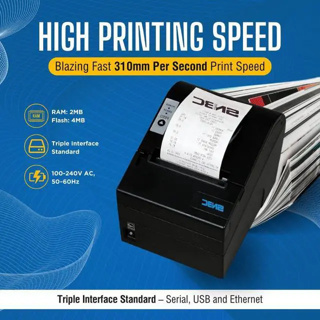 Alt view image 5 of 6 - 132041-NPV Model BTP-R880NPV Thermal Receipt Printer; Blazing Fast 310mm/Second Print Speed; Adjustable Paper Near-End Sensor; Includes Standard USB, Serial and Ethernet Interfaces