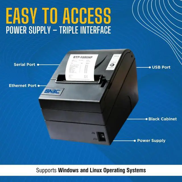 Alt view image 6 of 6 - 132041-NPV Model BTP-R880NPV Thermal Receipt Printer; Blazing Fast 310mm/Second Print Speed; Adjustable Paper Near-End Sensor; Includes Standard USB, Serial and Ethernet Interfaces