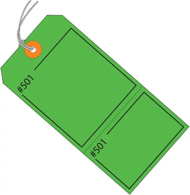 Main image of Claim Tags Consecutively Numbered - Pre-Strung, 4 3/4" x 2 3/8", Green, Pack of 1000 (G26211)