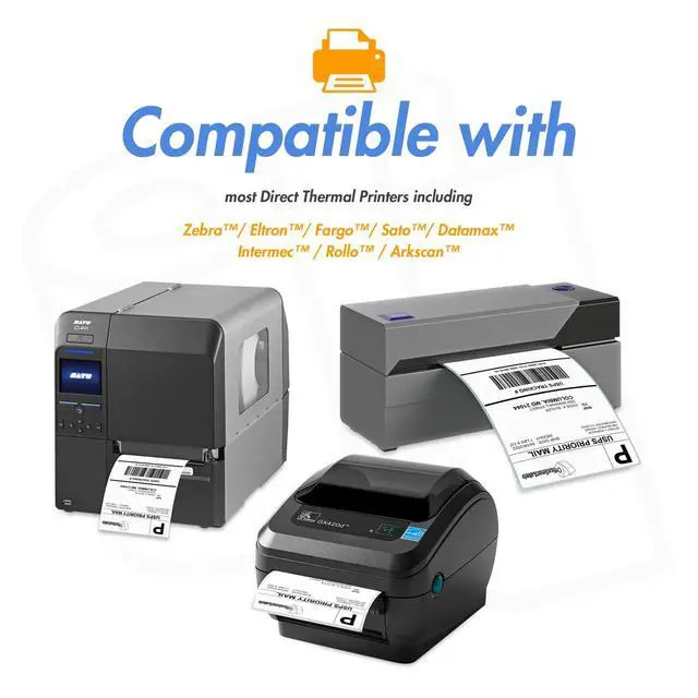 Alt view image 3 of 7 - 1.5"x1" Direct Thermal Label - Compatible with Rollo Printer & Zebra Desktop Printers and More 3 Core, Permanent Adhesive & Perforated Postage Label Paper (10 Rolls, 5100/Roll)