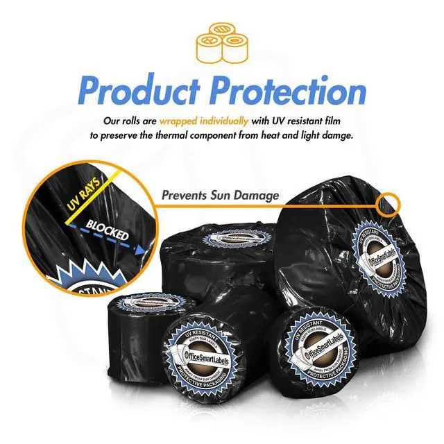 Alt view image 5 of 7 - 1.5"x1" Direct Thermal Label - Compatible with Rollo Printer & Zebra Desktop Printers and More 3 Core, Permanent Adhesive & Perforated Postage Label Paper (10 Rolls, 5100/Roll)