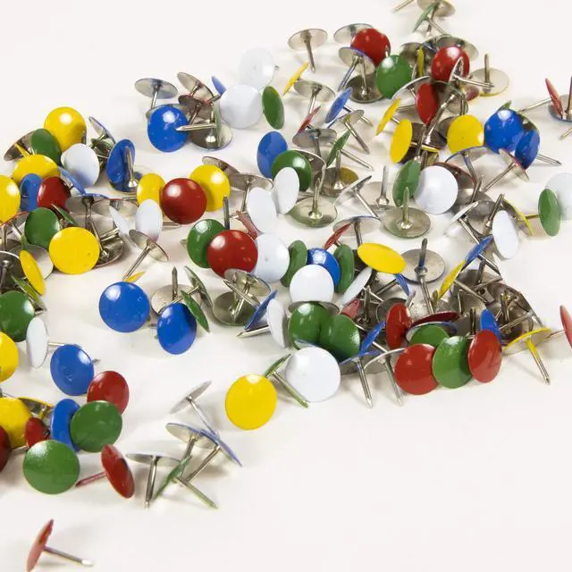 Alt view image 5 of 7 - Thumb Tacks, Assorted Colors, 150 Ct, 144-Case | sharp steel points that hold notes, photos, reminders on cork and bulletin boards