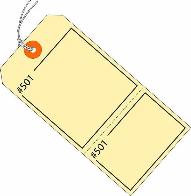 Main image of Manilla Claim Tags Consecutively Numbered - Pre-Strung, 4 3/4" x 2 3/8", Pack of 1000 (G26210), Beige