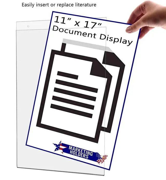 Alt view image 2 of 7 - 10 Pack Sign Holder 11" x 17" with 2 Predrilled Holes and Hanging Hardware for Announcements and Safety Signs in Tourist Centers and Transportation Hubs Clear Acrylic