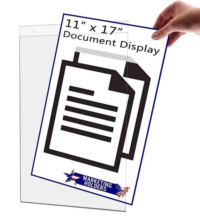 Alt view image 4 of 7 - 10 Pack Sign Holder 11" x 17" with 2 Predrilled Holes and Hanging Hardware for Announcements and Safety Signs in Tourist Centers and Transportation Hubs Clear Acrylic