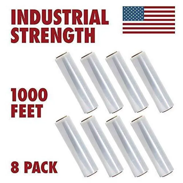 Alt view image 2 of 7 - 18 Inches X 1000 Feet Tough Pallet Shrink Wrap, 80 Gauge Industrial Strength Plastic Film, Commercial Grade Strength Film, Moving & Stretch Packing Wrap, for Furniture, Boxes, Pallets (8-Pack)