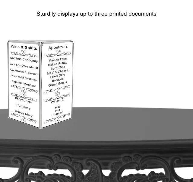 Alt view image 2 of 5 - 12 Pack Triple Sign Holder Holds 5" x 7" in Each 3 Sided Countertop Table Tent Restaurant Menu Drink Food Display Printed Material Signage Literature by