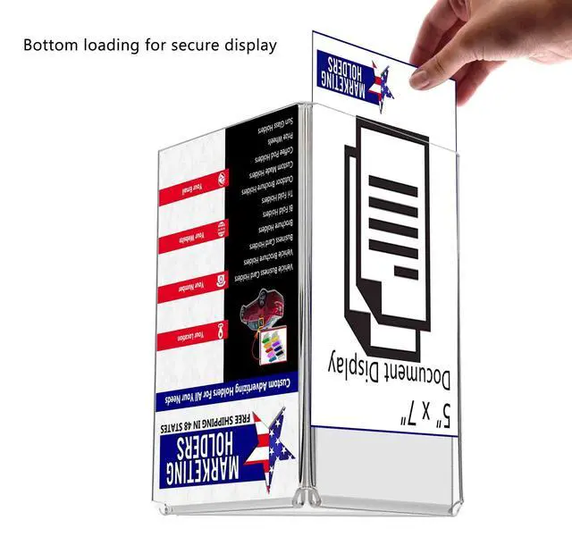 Alt view image 3 of 5 - 12 Pack Triple Sign Holder Holds 5" x 7" in Each 3 Sided Countertop Table Tent Restaurant Menu Drink Food Display Printed Material Signage Literature by