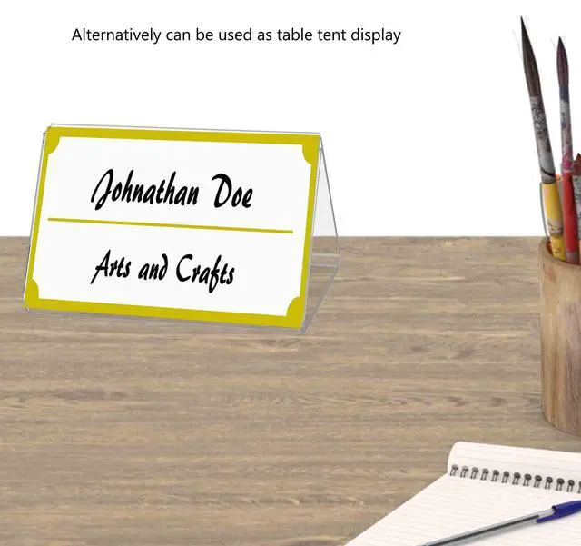 Alt view image 4 of 5 - 12 Pack Triple Sign Holder Holds 5" x 7" in Each 3 Sided Countertop Table Tent Restaurant Menu Drink Food Display Printed Material Signage Literature by
