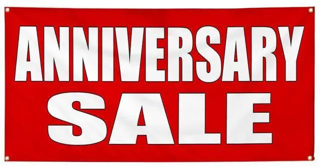 Main image of Vinyl Banner Multiple Sizes Anniversary Sale Promotion Business Business Outdoor Weatherproof Industrial Yard Signs Red 10 Grommets 60x144Inches