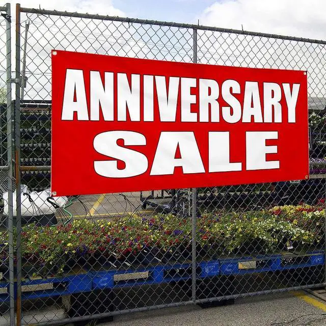 Alt view image 4 of 6 - Vinyl Banner Multiple Sizes Anniversary Sale Promotion Business Business Outdoor Weatherproof Industrial Yard Signs Red 10 Grommets 60x144Inches