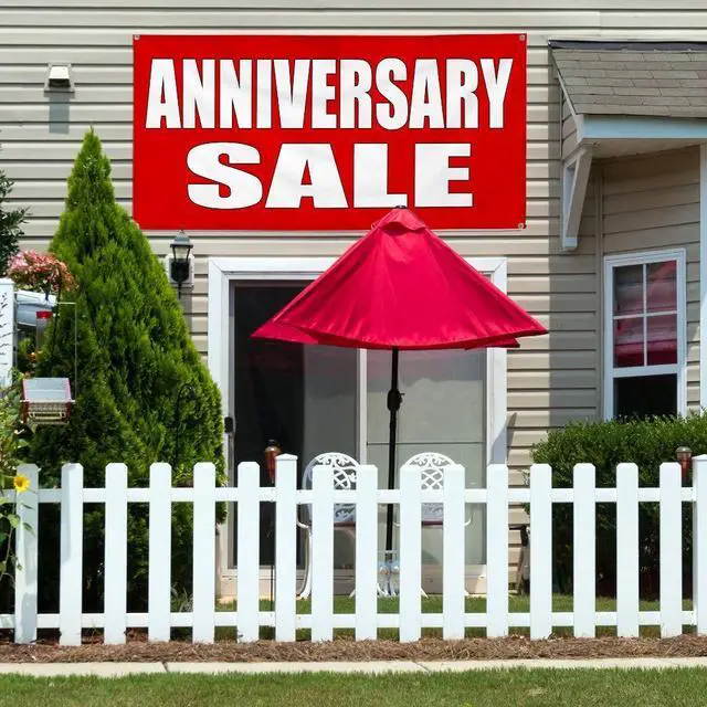 Alt view image 3 of 6 - Vinyl Banner Multiple Sizes Anniversary Sale Promotion Business Business Outdoor Weatherproof Industrial Yard Signs Red 10 Grommets 60x144Inches