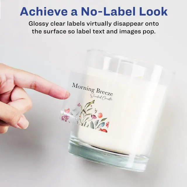 Alt view image 2 of 7 - Glossy Clear Square Labels, Sure Feed Technology, 3" x 3", 600 Glossy Clear Labels, Print-To-The-Edge, Laser/Inkjet Printable