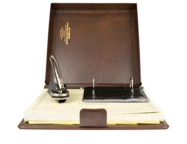 Main image of Blumberg Ex Libris All-in-One Corporate Kit with Self-Enclosed Records Book, Company Seal, Printed Certificates with Full-Page Stubs, Blank Minute Paper and More (Model K10 for Corporations)