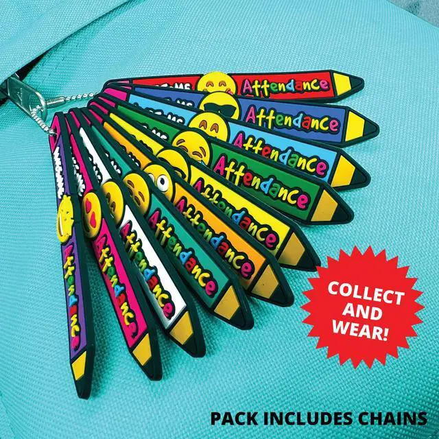 Alt view image 3 of 4 - Brag Sticks Awesome Attendance Value Pack: Wearable Incentives to Increase Student Attendance: 100 Sticks (10 Sticks for Each Design) + 50 4" Chains