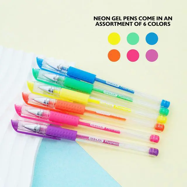 Alt view image 3 of 7 - Essence Gel Pens, Grip, 0.8mm Medium, 6 Colors, 144-Case | Smooth smear-free ink, Essence fluorescent gel pens, cushion grip, 0.8 mm medium, notes, coloring, Pocket clip
