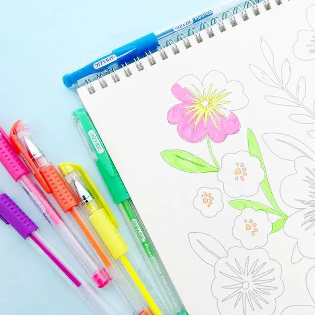 Alt view image 6 of 7 - Essence Gel Pens, Grip, 0.8mm Medium, 6 Colors, 144-Case | Smooth smear-free ink, Essence fluorescent gel pens, cushion grip, 0.8 mm medium, notes, coloring, Pocket clip