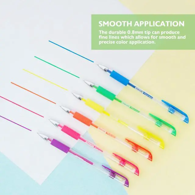 Alt view image 5 of 7 - Essence Gel Pens, Grip, 0.8mm Medium, 6 Colors, 144-Case | Smooth smear-free ink, Essence fluorescent gel pens, cushion grip, 0.8 mm medium, notes, coloring, Pocket clip