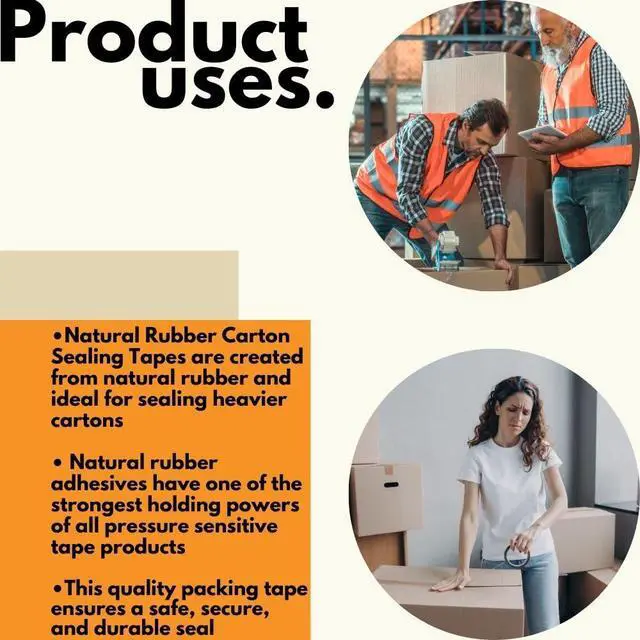Alt view image 3 of 5 - PSBM Natural Rubber Carton Sealing Tape, 72 Rolls 1.75 Mil 1.88 Inch 110 Yards Per Roll, High Quality Adhesive Tapes for Packaging, Shipping & Moving in Extreme Temperatures