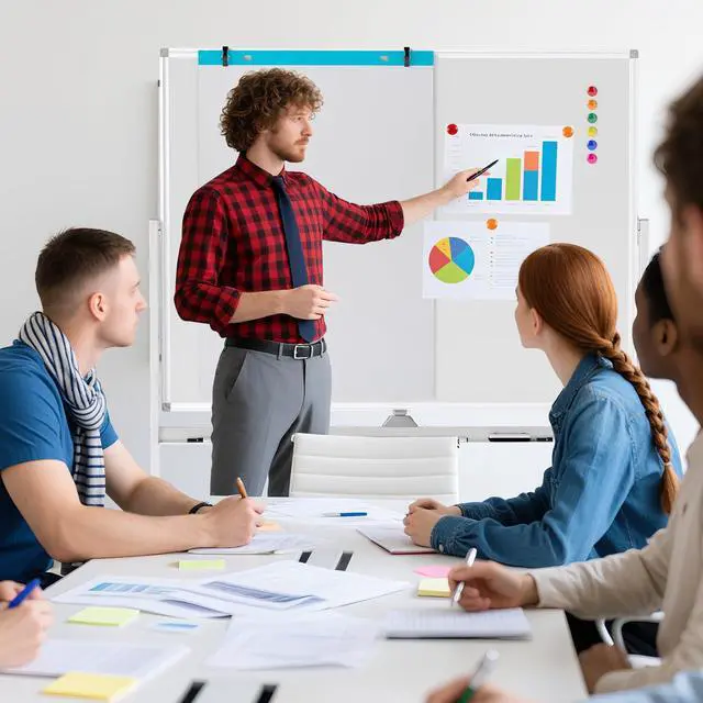 Alt view image 2 of 7 - 48 x 36 Inch Double Sided Whiteboard on Wheels, Mobile Magnetic Dry Erase Board with Stand, Height Adjustable Rolling White Board with Flip Chart Pad, Markers, Magnets, for Office Classroom