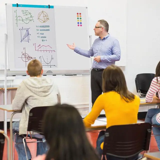 Alt view image 3 of 7 - 48 x 36 Inch Double Sided Whiteboard on Wheels, Mobile Magnetic Dry Erase Board with Stand, Height Adjustable Rolling White Board with Flip Chart Pad, Markers, Magnets, for Office Classroom