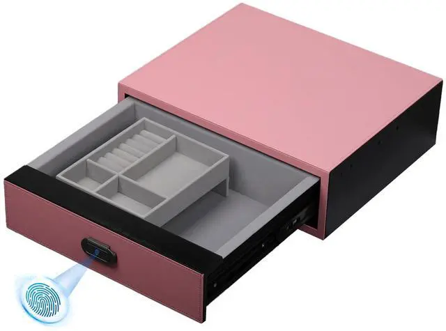 Main image of Biometric Safe Box Jewelry Gun Vault Leather Wrapped Quick-Access Fingerprint Lock
