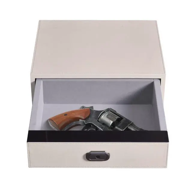 Alt view image 6 of 7 - Biometric Safe Box Jewelry Gun Vault Leather Wrapped Quick-Access Fingerprint Lock
