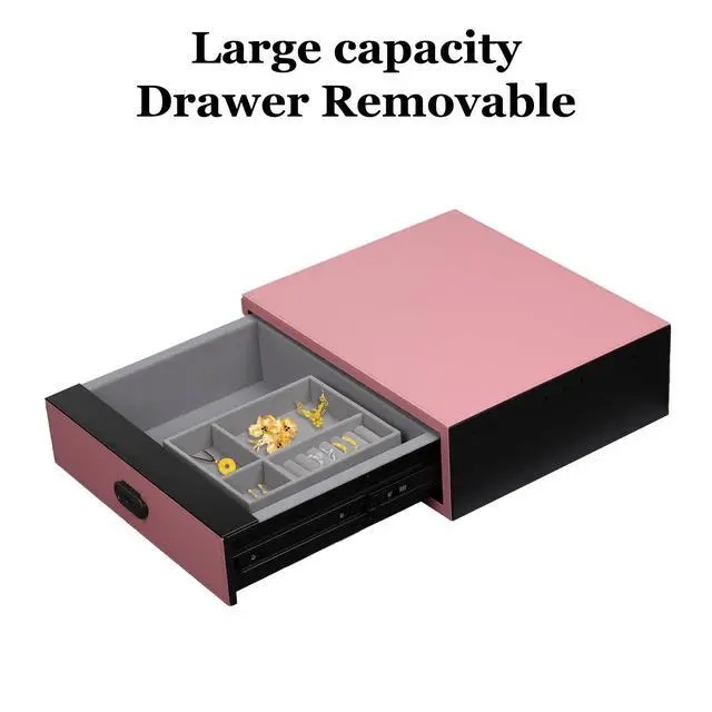 Alt view image 4 of 7 - Biometric Safe Box Jewelry Gun Vault Leather Wrapped Quick-Access Fingerprint Lock