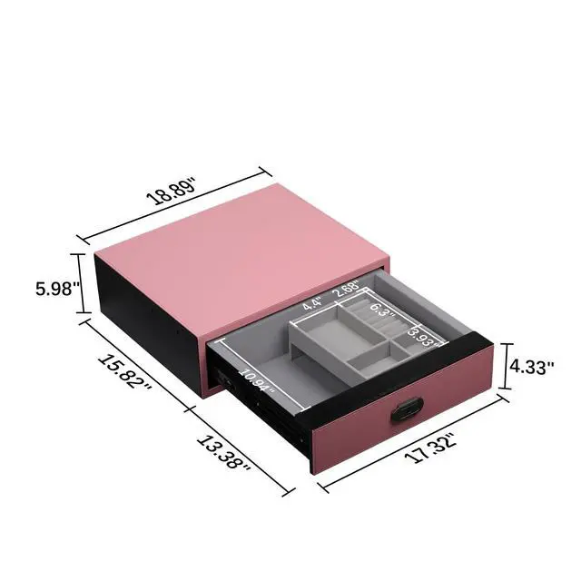 Alt view image 6 of 7 - Biometric Safe Box Jewelry Gun Vault Leather Wrapped Quick-Access Fingerprint Lock