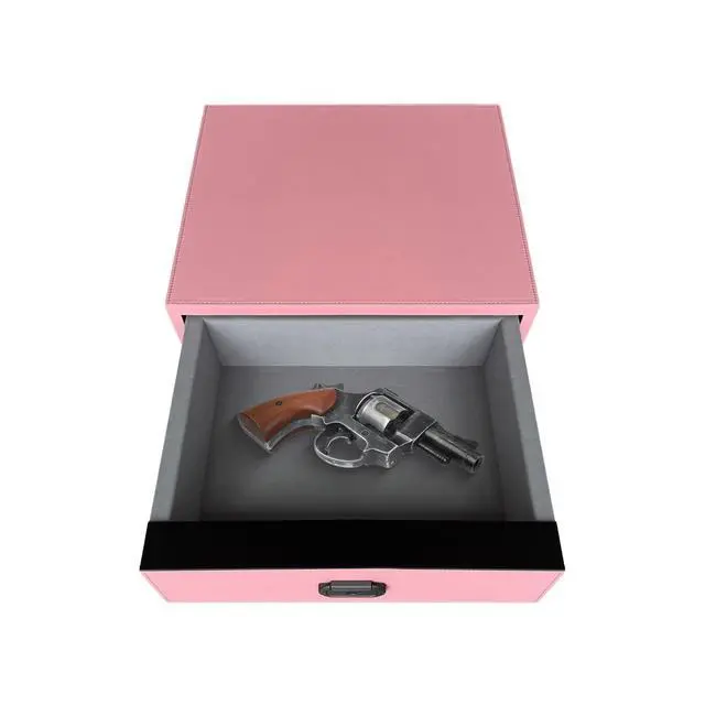 Alt view image 7 of 7 - Biometric Safe Box Jewelry Gun Vault Leather Wrapped Quick-Access Fingerprint Lock