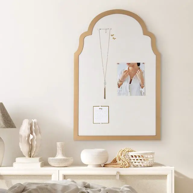 Alt view image 2 of 6 - Holbrook Glam Framed Arch Fabric Pinboard, 24 x 36, Gold, Decorative Modern Bulletin Board for Wall