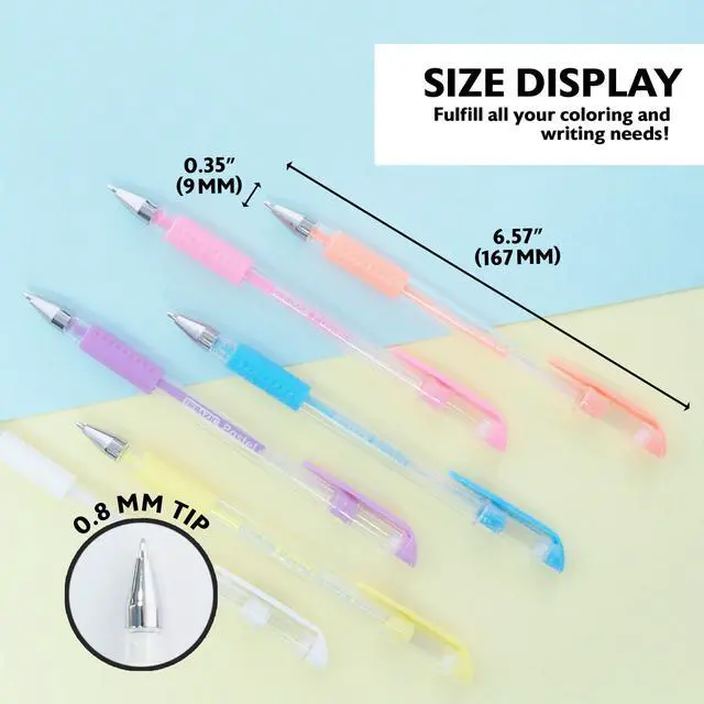 Alt view image 2 of 7 - Essence Gel Pens, Grip, 0.8mm Medium, 6 Colors, 144-Case | Smooth quick-dry ink, Essence pastel gel pens, cushion grip, 0.8 mm medium, notes, journaling, coloring, Pocket clip