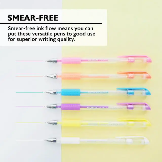 Alt view image 4 of 7 - Essence Gel Pens, Grip, 0.8mm Medium, 6 Colors, 144-Case | Smooth quick-dry ink, Essence pastel gel pens, cushion grip, 0.8 mm medium, notes, journaling, coloring, Pocket clip