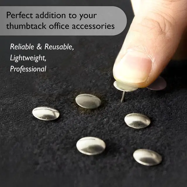 Alt view image 7 of 7 - Thumb Tacks, Nickel Silver, 200 Ct, 144-Case | sharp steel points that hold notes, photos, reminders on cork and bulletin boards