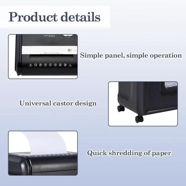 Alt view image 3 of 7 - 18Sheet MicroCut Paper Shredder for Home Office P4 Security, 30Min Continuous Run, 7Gallon Bin, Portable on 360° Casters, AntiJam, Quiet MicroCut Document Shredder