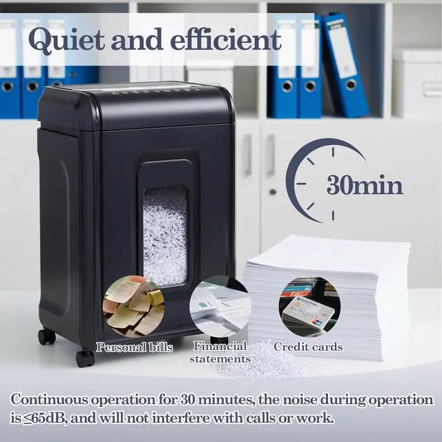 Alt view image 5 of 7 - 18Sheet MicroCut Paper Shredder for Home Office P4 Security, 30Min Continuous Run, 7Gallon Bin, Portable on 360° Casters, AntiJam, Quiet MicroCut Document Shredder