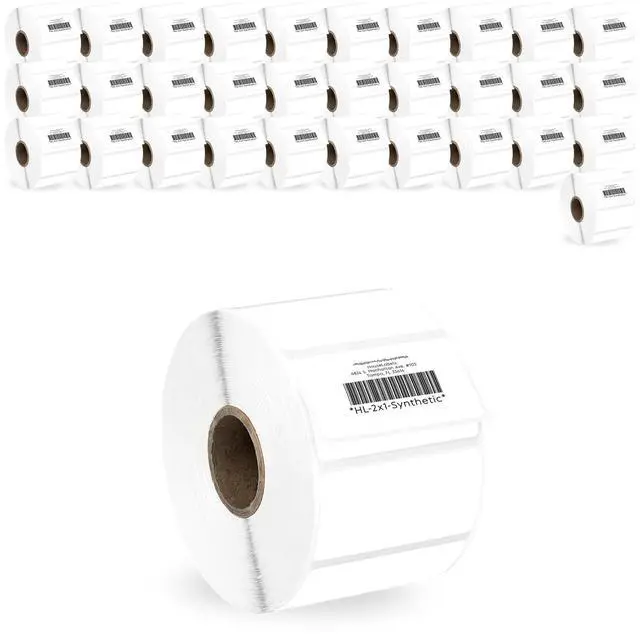 Main image of Compatible with Zebra, 1" Core, in Polypropylene, 2" x 1" | Barcode Labels Compatible With Zebra and Rollo Printers, 32 Rolls / 1300 Labels per Roll