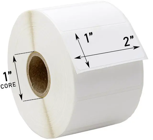 Alt view image 5 of 7 - Compatible with Zebra, 1" Core, in Polypropylene, 2" x 1" | Barcode Labels Compatible With Zebra and Rollo Printers, 28 Rolls / 1300 Labels per Roll