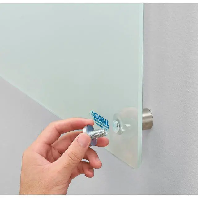 Alt view image 4 of 7 - 36" W x 24" H Frosted Glass Dry Erase Board, Frameless | Non-Magnetic Glass Board, Includes Eraser & 4 Dry-Erase Markers, 4 mm Tempered Glass