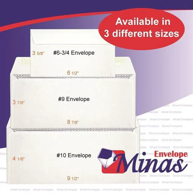Alt view image 3 of 4 - 2500 6 3/4 Business Envelopes, 3 5/8 x 6 1/2 Inches, 24lb White Paper, Gummed Closure, 2500 Count