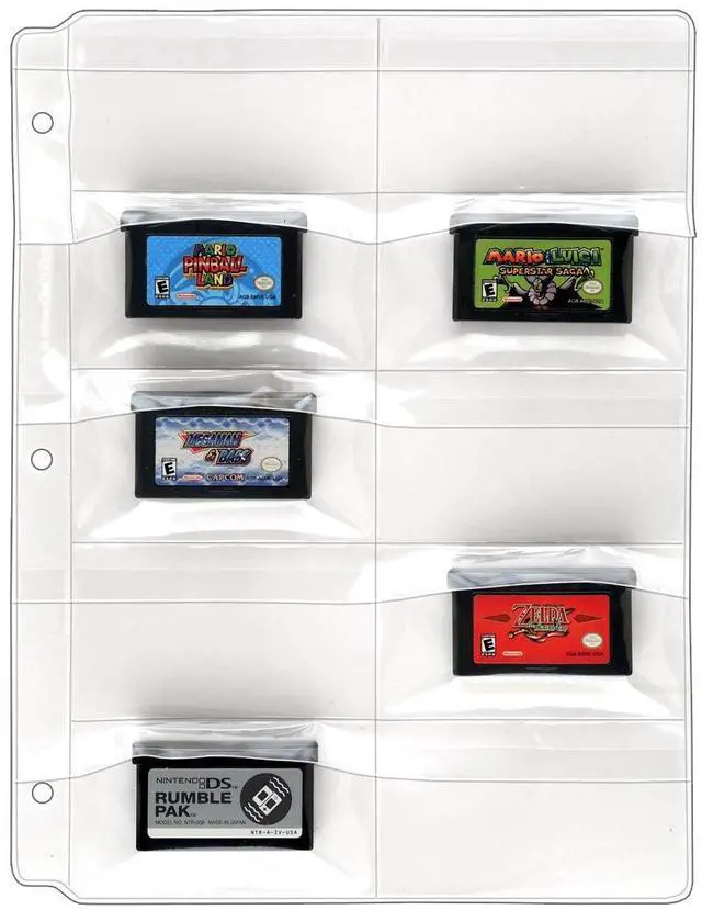 Main image of StoreSMART® - Plastic Pages for Video Game Cartridges/Cards - with Flaps - for 3-Ring Binders - 100-Pack - VH308F-GAME-100