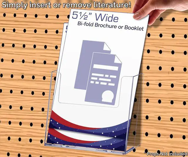 Alt view image 4 of 5 - 24 Pack Peg Board Brochure Holder for 5.5 Inch Wide Bifolds and Booklets Space Saving Literature Display Rack in Retail Stores and Offices No Assembly Required
