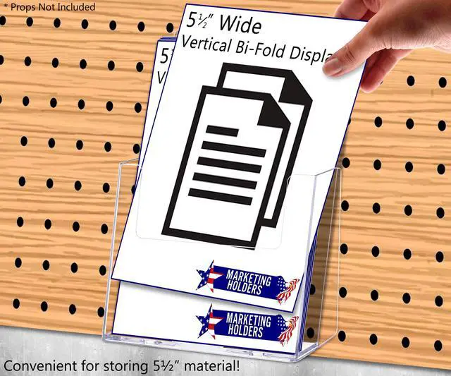 Alt view image 5 of 5 - 24 Pack Peg Board Brochure Holder for 5.5 Inch Wide Bifolds and Booklets Space Saving Literature Display Rack in Retail Stores and Offices No Assembly Required