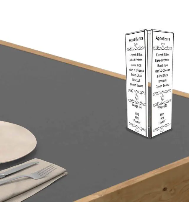 Alt view image 5 of 5 - 40 Pack Sign Holder 4 x 9 Inch 3 Sided Table Tent POP Signs Restaurant Menu Display Frame Clear Acrylic Tall Display Countertop Printed Material Advertisements Specials by