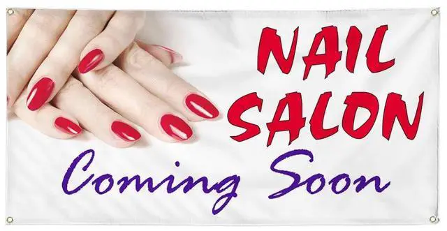 Main image of Vinyl Banner Multiple Sizes Nail Salon Coming Soon Advertising Printing Business Outdoor Weatherproof Industrial Yard Signs White 10 Grommets 60x144Inches