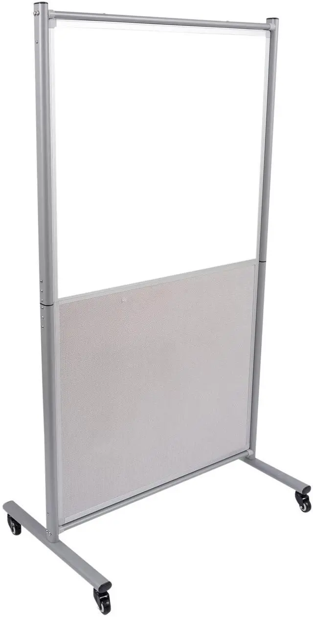 Main image of Stand Up Desk Store Rolling Mobile Magnetic Whiteboard Room Divider Dry Erase Board for Home or Classroom (Combo Whiteboard/Tackboard, 40" W x 72" H)
